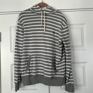 Mens polo long sleeve hooded sweatshirt